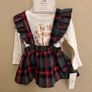 NWT  "Tis the Season to Sparkle" Plaid Jumper & Bodysuit - Size 6/9 months